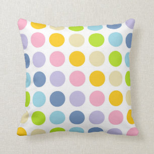 Coussin Pois en pastel d'arc-en-ciel