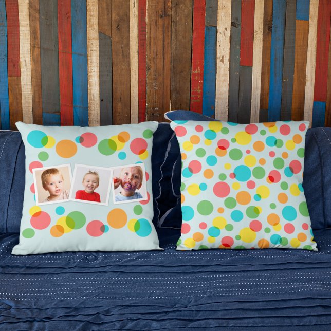 Coussin Pois et photos personnalisés (Créateur téléchargé)