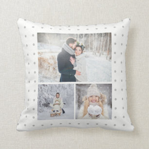Coussin Pois gris doux avec trois Grille photo