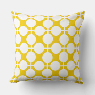 Coussin Pois jaune et blanc pois et chèque motif est fa