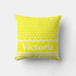 Coussin Pois jaunes et Chevrons
