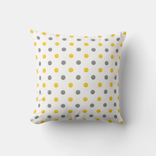 Coussin Pois jaunes et gris (Recto)