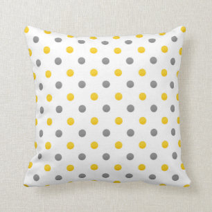 Coussin Pois jaunes et gris