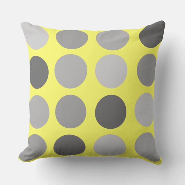 Coussin Pois jaunes et gris lancent l'oreiller (Recto)