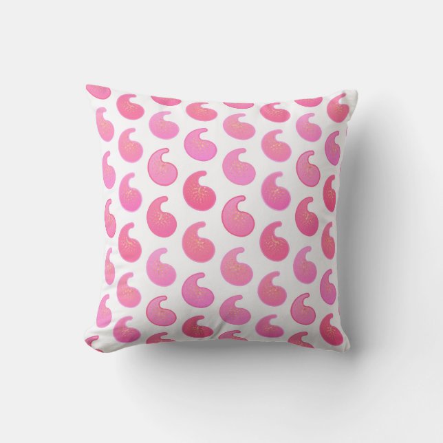 Coussin Pois menthe rose sur fond blanc (Recto)