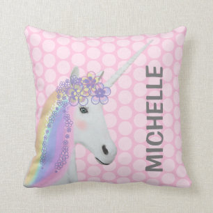 Coussin Pois mignon de rose en pastel de licorne