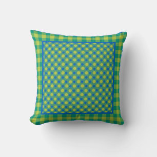 Coussin Pois Neon Green et Blue et Check En vichy
