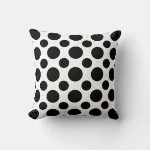 Coussin Pois noir blanc design d'art moderne