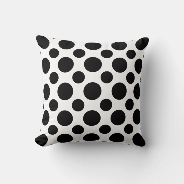 Coussin Pois noir blanc design d'art moderne (Recto)