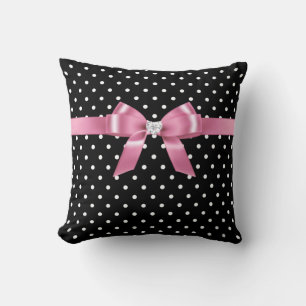 Coussin Pois-Noir rose glam