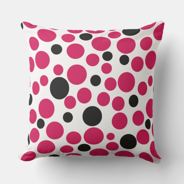 Coussin pois noir rouge rétro sur arrière - plan blanc (Recto)