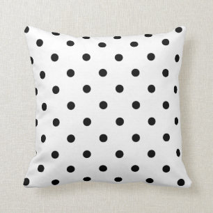 Coussin Pois noir sur l'arrière - plan blanc