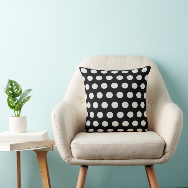 Coussin Pois noirs et blancs (Chaise)