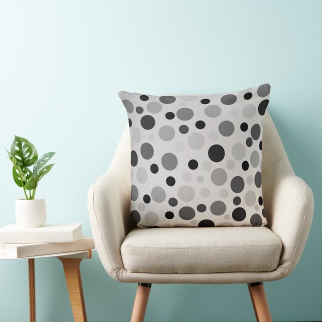 Coussin Pois Noirs Et Gris, (Chaise)