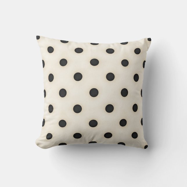 Coussin Pois noirs sur blanc antique (Recto)