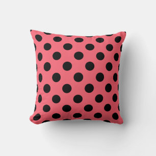 Coussin Pois noirs sur corail