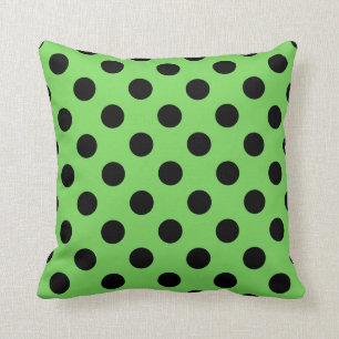 Coussin Pois noirs sur vert citron