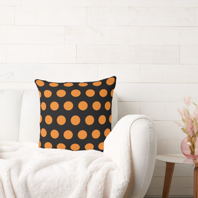 Coussin Pois orange et noir (Canapé)