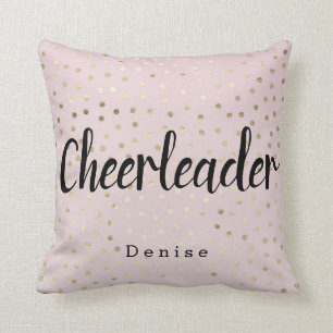 Coussin Pois personnalisés Pom-pom girl rose et or