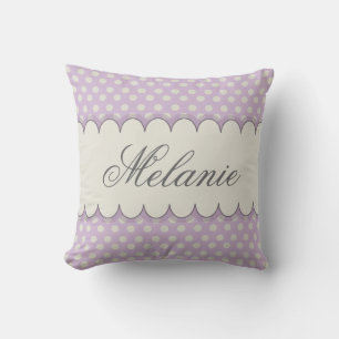 Coussin Pois pourpre personnalisé par coutume vintage