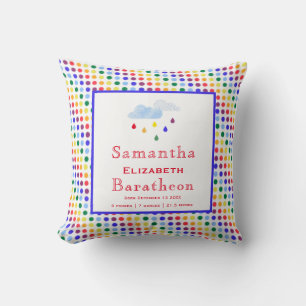Coussin Pois Rainbow Personnalisé Baby Birth Stat