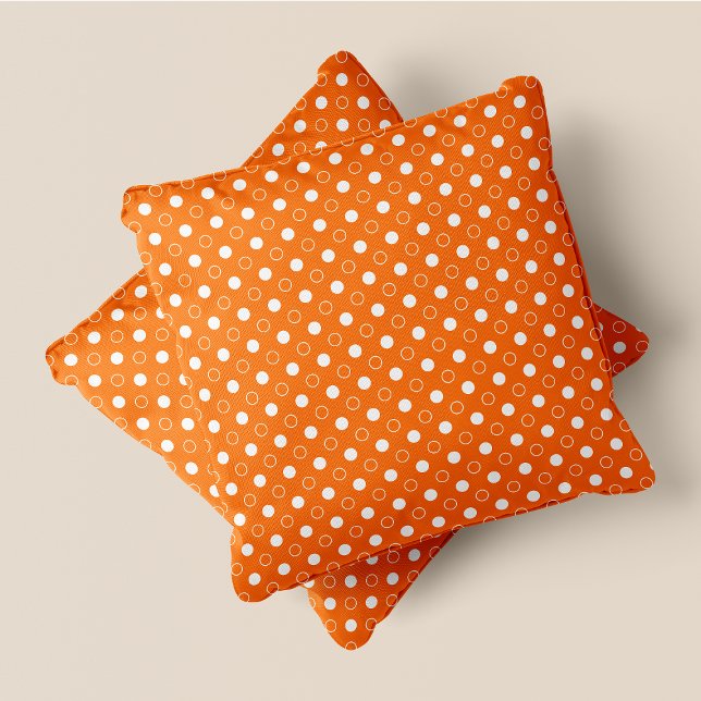 Coussin Pois rétro chic orange et blanc (Orange & White Retro Chic Polka Dots Throw Pillow)