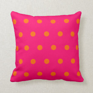 Coussin Pois rose orange