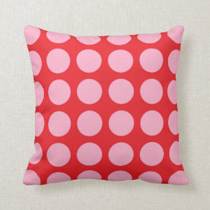 Coussin Pois rose rouge