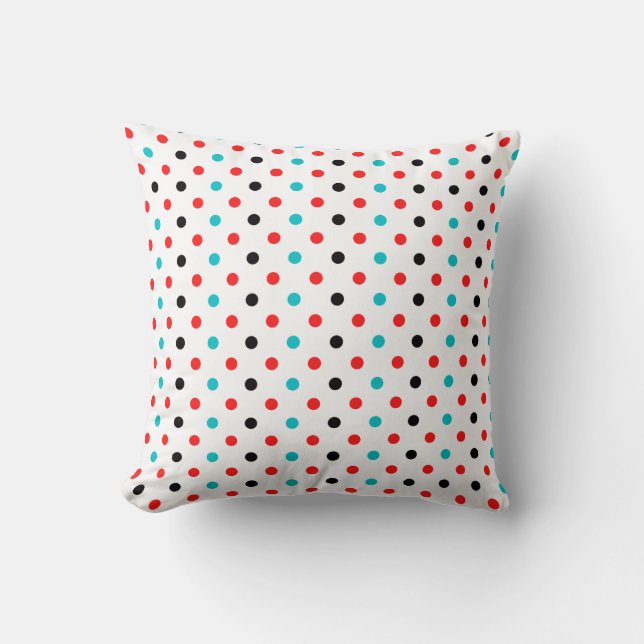 Coussin Pois Rouge Bleu Noir Pois Motif (Recto)