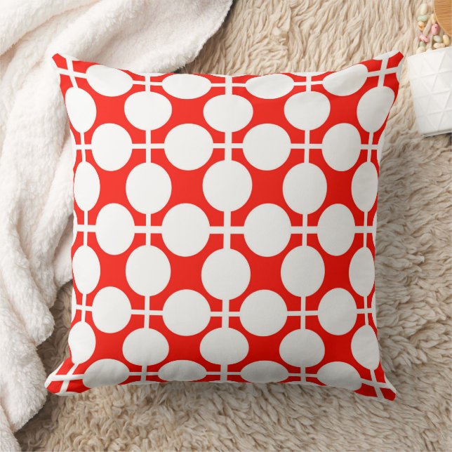 Coussin pois rouge et blanc point et chèque motif est fa (Couverture)