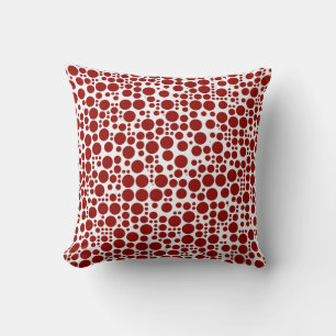Coussin Pois rouges foncés sur Arrière - plan blanc