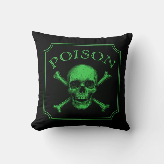 Coussin Poison Crâne et os croisés Halloween Design Imprim (Recto)
