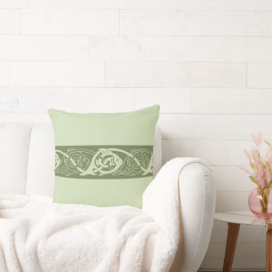 Coussin Poisson à nouer celtique en vert