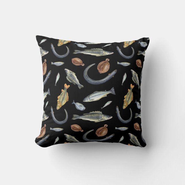 Coussin Poisson Amoureux Deux Designs Saumon anguille Carp (Recto)
