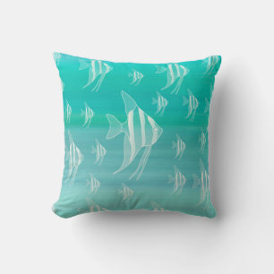Coussin Poisson aquamarine océan côte turquoise