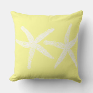 Coussin Poisson blanc Pastel Jaune Sunshine Beach Coton