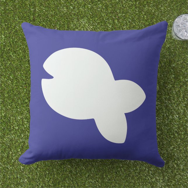 Coussin Poisson Blanc Poisson Blanc Sur Patio Extérieur Bl (Herbe)