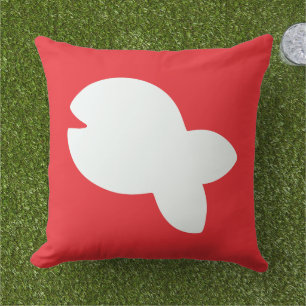 Coussin Poisson Blanc Poisson Rouge Combo Orange Extérieur