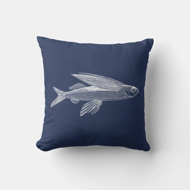 Coussin Poisson bleu foncé (Recto)