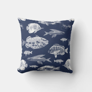 Coussin Poisson bleu foncé