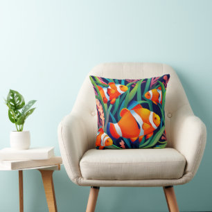 Coussin Poisson Clown Dans Les Algues