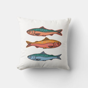 Coussin Poisson coloré