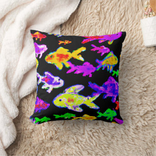 Coussin Poisson coloré Motifs peinture art. Acheter mainte