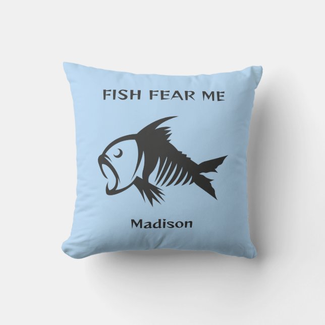 Coussin Poisson de nom et de texte personnalisés (Recto)