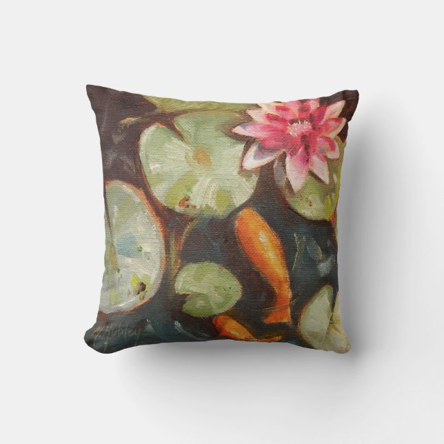 Coussin Poisson D'Or Koi Pond Water Lys (Recto)
