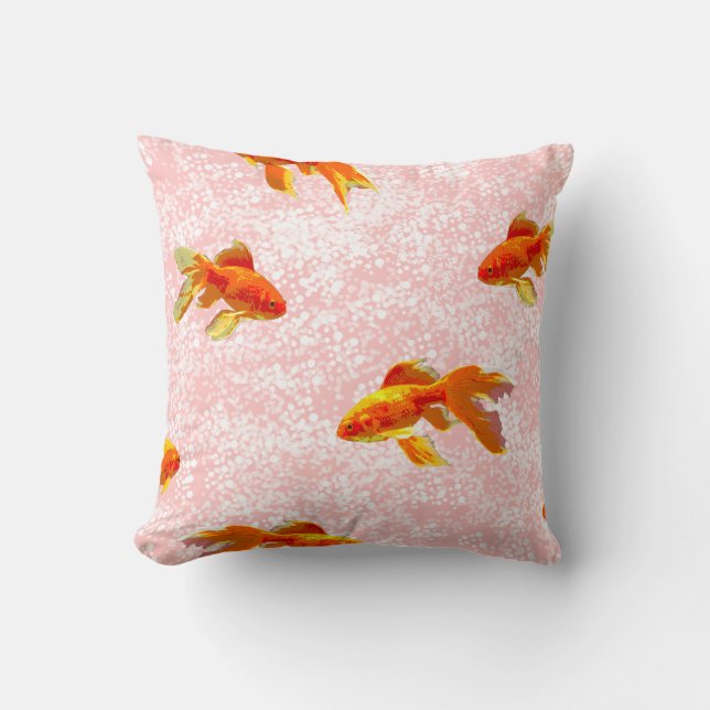 Coussin Poisson d'or rose motif (Recto)
