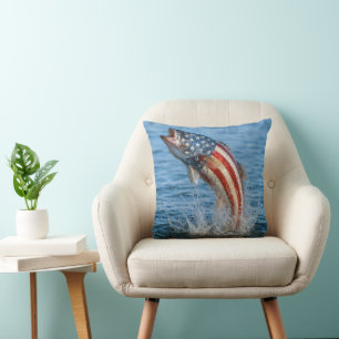 Coussin Poisson du drapeau américain patriotique
