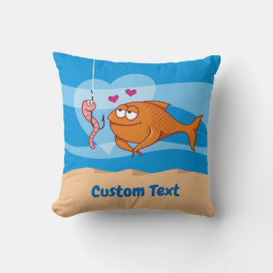Coussin Poisson et appât dans l'amour Jeu d'oreiller
