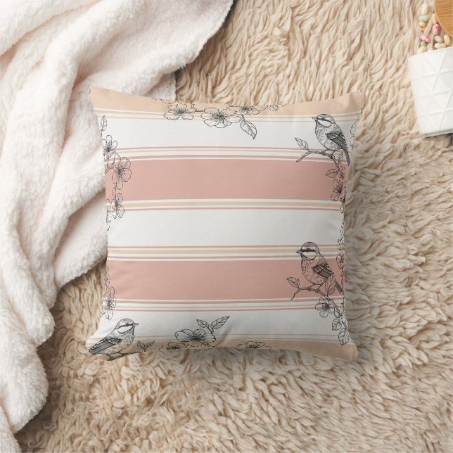 Coussin Poisson Floral Élégant à rayures pêche (4) (Couverture)