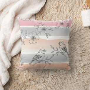 Coussin Poisson Floral Élégant à rayures pêche (5)